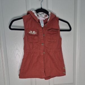 Little Lass Rust Vest with Floral Detail